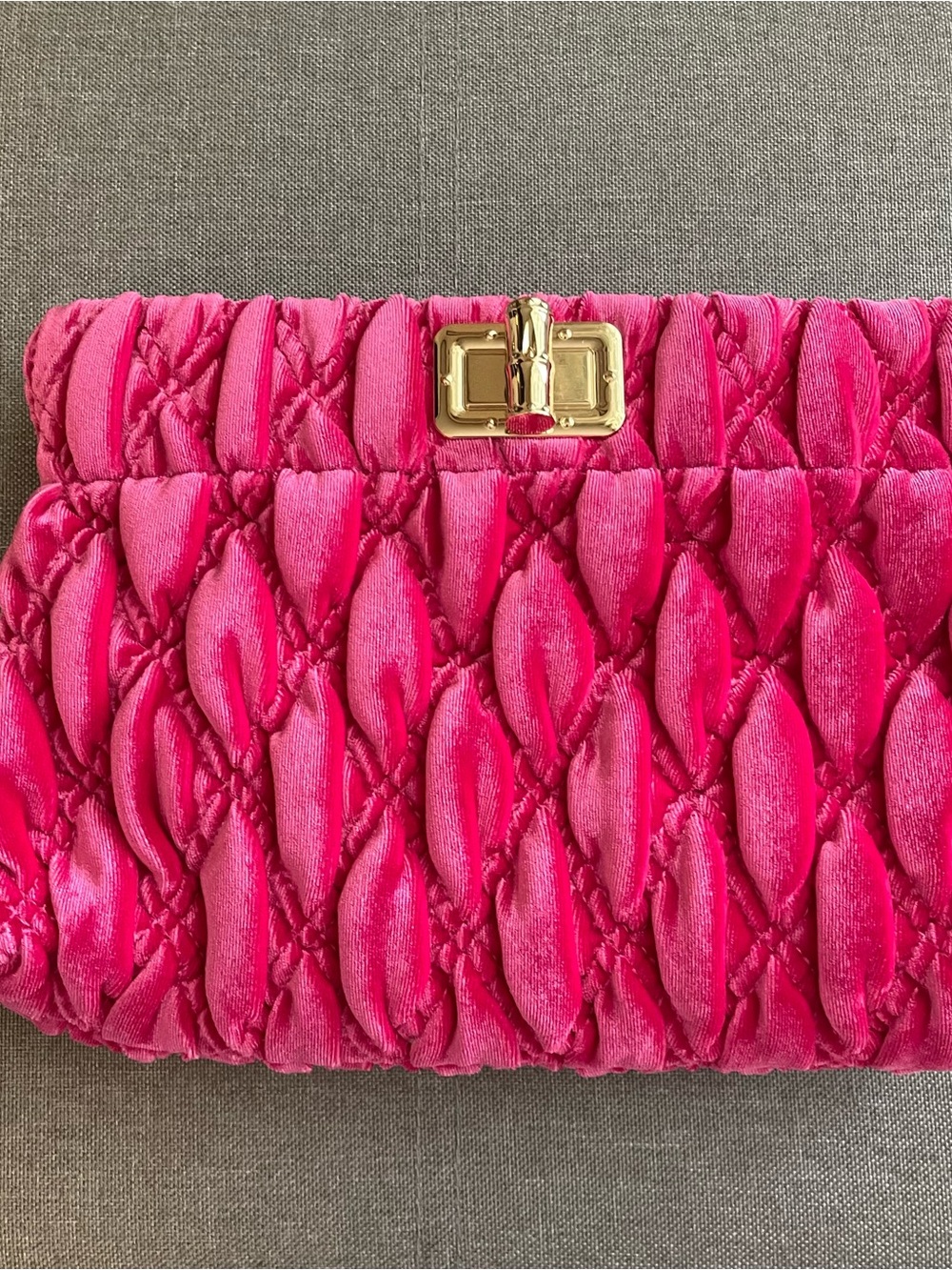 Lilly Pulitzer Hot Pink Quilted Velvet Satchel with Gold Turn-Lock